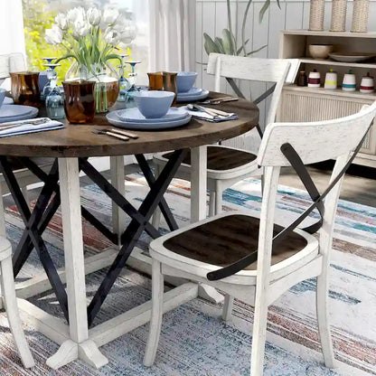 McFarlane Farmhouse Antique White Rubberwood 5-Piece Dining Set by Furniture of America