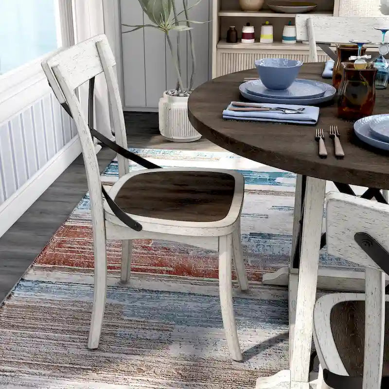 McFarlane Farmhouse Antique White Rubberwood 5-Piece Dining Set by Furniture of America