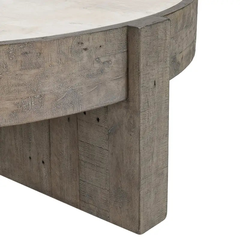 Classic Home Sonoma 52  Round Reclaimed Pine Coffee Table in Distressed Gray