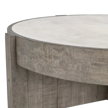 Classic Home Sonoma 52  Round Reclaimed Pine Coffee Table in Distressed Gray