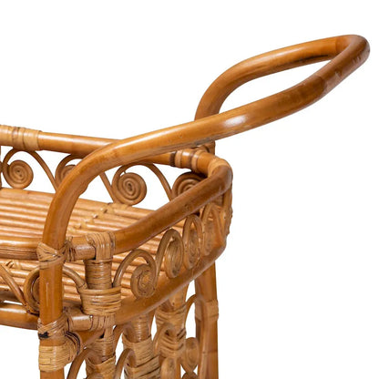 Diwata Modern Bohemian Natural Brown Rattan Kitchen Cart