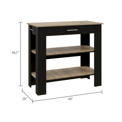 FM Furniture Brooklyn 40 Kitchen Island, Two Shelves, One Drawer