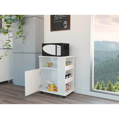 Kit Lower Microwave Cabinet, Single Door, Three Side Shelve -White