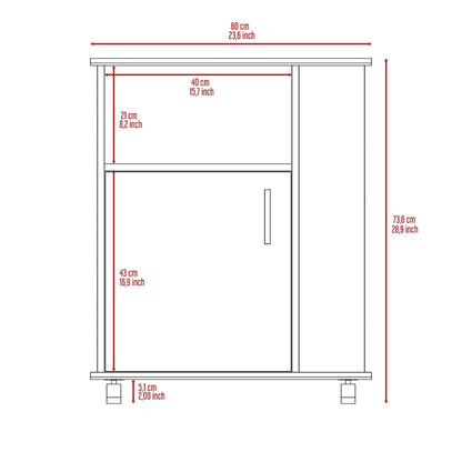 Kit Lower Microwave Cabinet, Single Door, Three Side Shelve -White