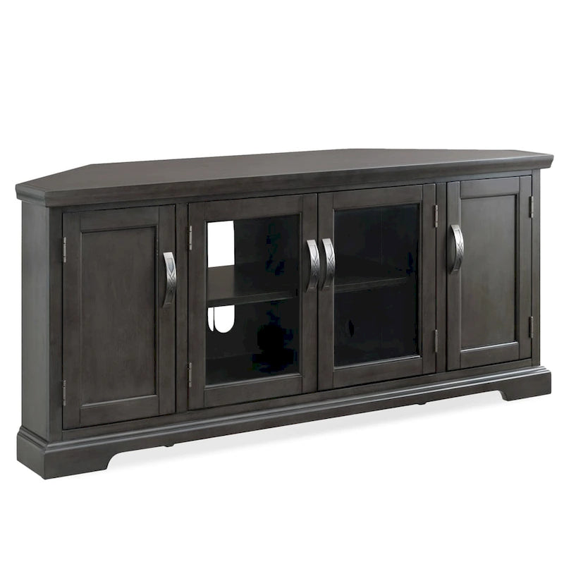 Leick Home 84386 Corner TV Stand with Enclosed Storage - Grey