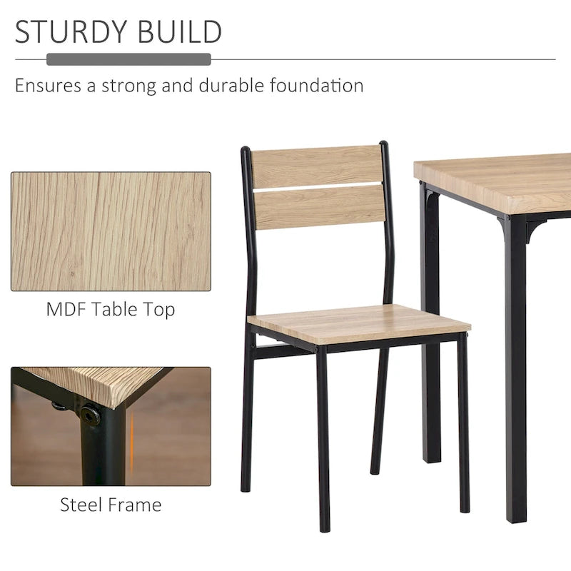 HOMCOM Rustic Country Wood Top 3 Piece Kitchen Table Dining Set with 2 Matching Chairs & Versatile Design for Small Space