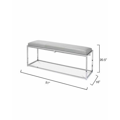Alden Dcor Leather Bench, Grey