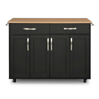 Homestyles Storage Plus Black Wood Kitchen Cart - 51 x 19 x 36