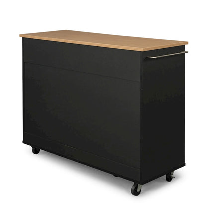 Homestyles Storage Plus Black Wood Kitchen Cart - 51 x 19 x 36