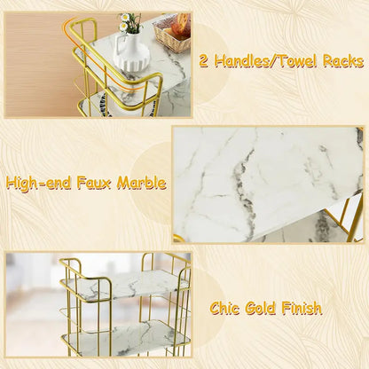 Home Island Service Cart 3 Tier Gold Bar Cart Home Island on Wheels