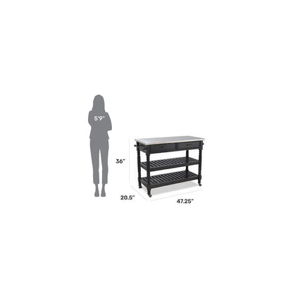 Homestyles General Line Black Mobile Kitchen Cart with Stainless Steel Top