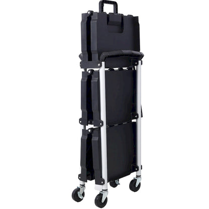 3-Tier Folding Collapsible Service Cart, 50 Lb Load Capacity per Shelf - 25.6Lx15.4Wx32.7H