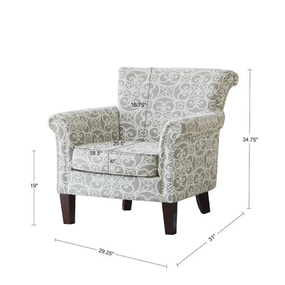 Grey Fretwork Upholstered Club Chair