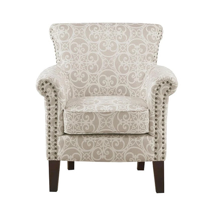 Grey Fretwork Upholstered Club Chair