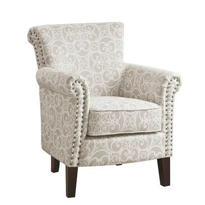 Grey Fretwork Upholstered Club Chair
