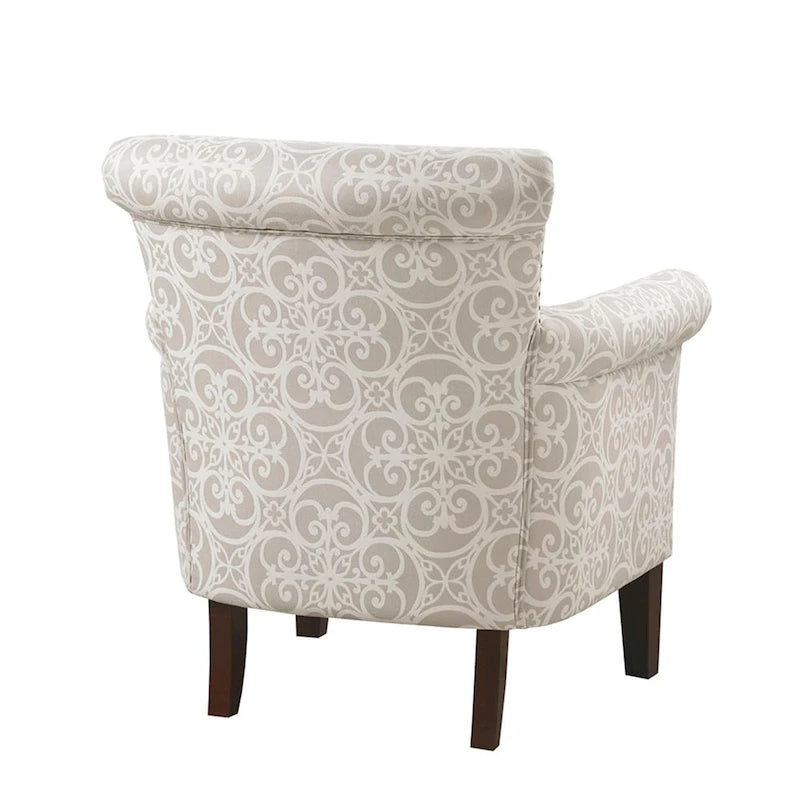 Grey Fretwork Upholstered Club Chair