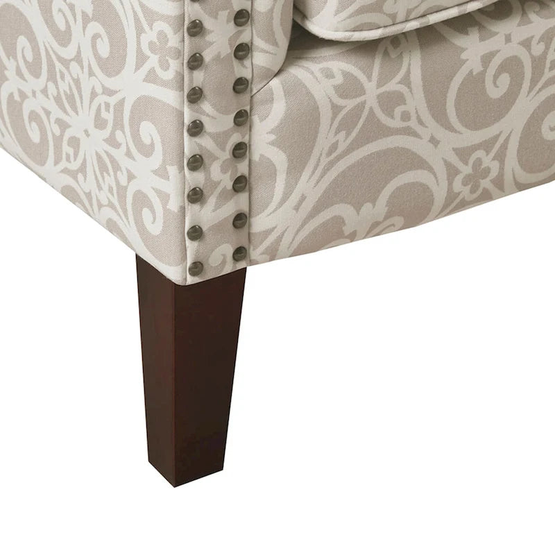 Grey Fretwork Upholstered Club Chair