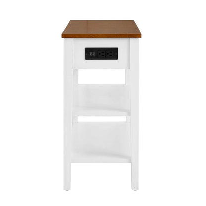 End Table with Charging Station, Side Table with Storage