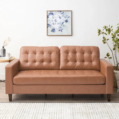 Brookside Brynn 76-in. Square-arm Faux Leather/Velvet/Fabric Sofa