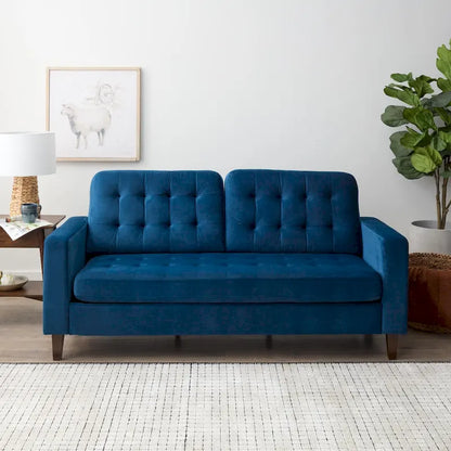 Brookside Brynn 76-in. Square-arm Faux Leather/Velvet/Fabric Sofa