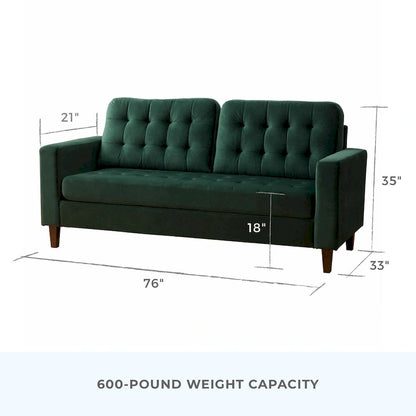 Brookside Brynn 76-in. Square-arm Faux Leather/Velvet/Fabric Sofa