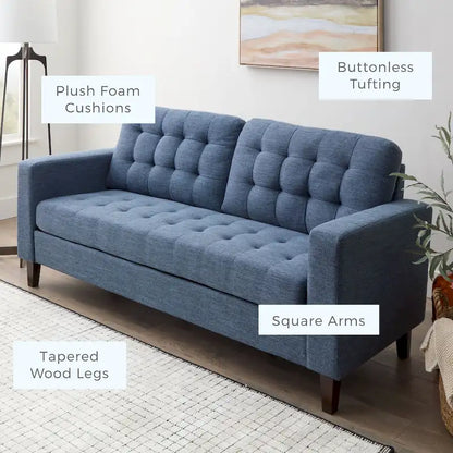 Brookside Brynn 76-in. Square-arm Faux Leather/Velvet/Fabric Sofa