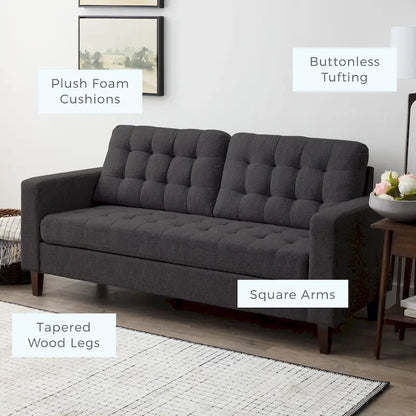 Brookside Brynn 76-in. Square-arm Faux Leather/Velvet/Fabric Sofa