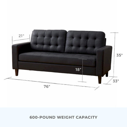 Brookside Brynn 76-in. Square-arm Faux Leather/Velvet/Fabric Sofa