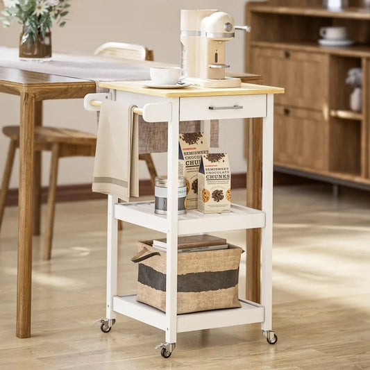 Kitchen Island and Kitchen Cart with Storage Cabinet and Drawer