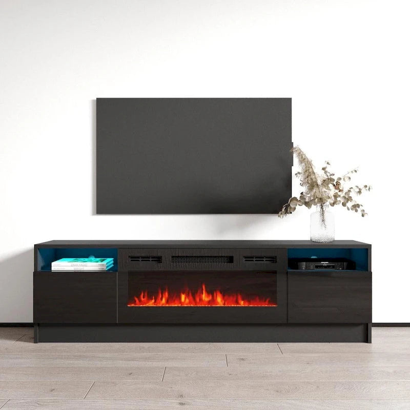 Duke 01 BL-EF Electric Fireplace 63  TV Stand