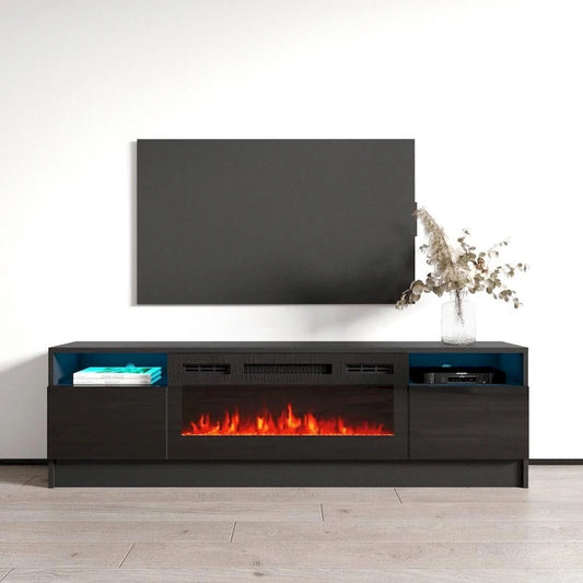 Duke 01 BL-EF Electric Fireplace 63  TV Stand