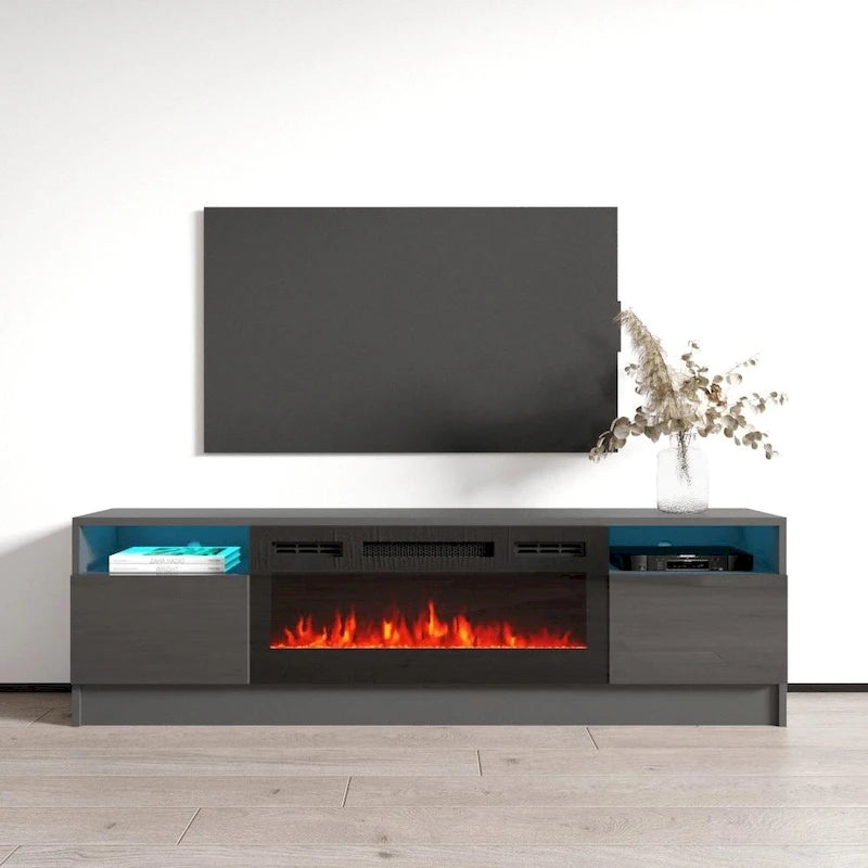 Duke 01 BL-EF Electric Fireplace 63  TV Stand