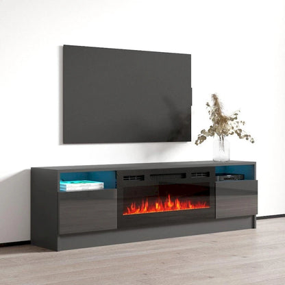 Duke 01 BL-EF Electric Fireplace 63  TV Stand