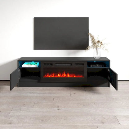 Duke 01 BL-EF Electric Fireplace 63  TV Stand