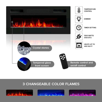 Duke 01 BL-EF Electric Fireplace 63  TV Stand