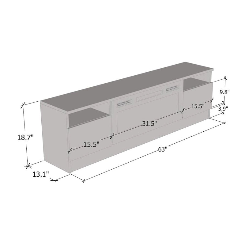 Duke 01 BL-EF Electric Fireplace 63  TV Stand