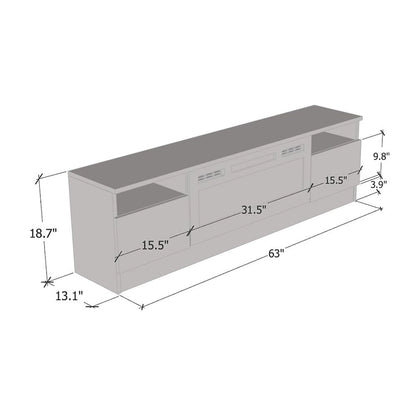 Duke 01 BL-EF Electric Fireplace 63  TV Stand