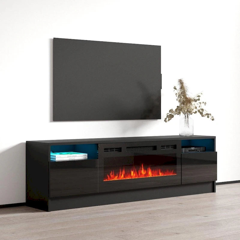 Duke 01 BL-EF Electric Fireplace 63  TV Stand
