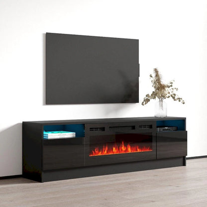 Duke 01 BL-EF Electric Fireplace 63  TV Stand