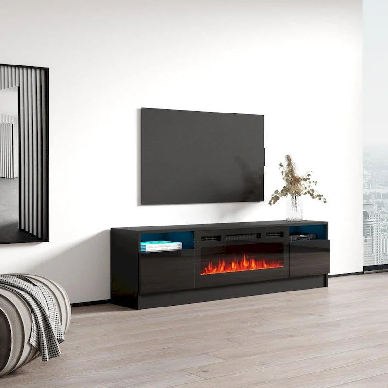 Duke 01 BL-EF Electric Fireplace 63  TV Stand