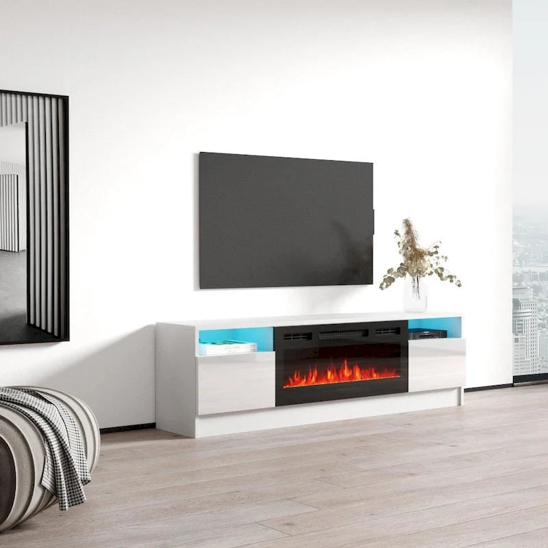 Duke 01 BL-EF Electric Fireplace 63  TV Stand
