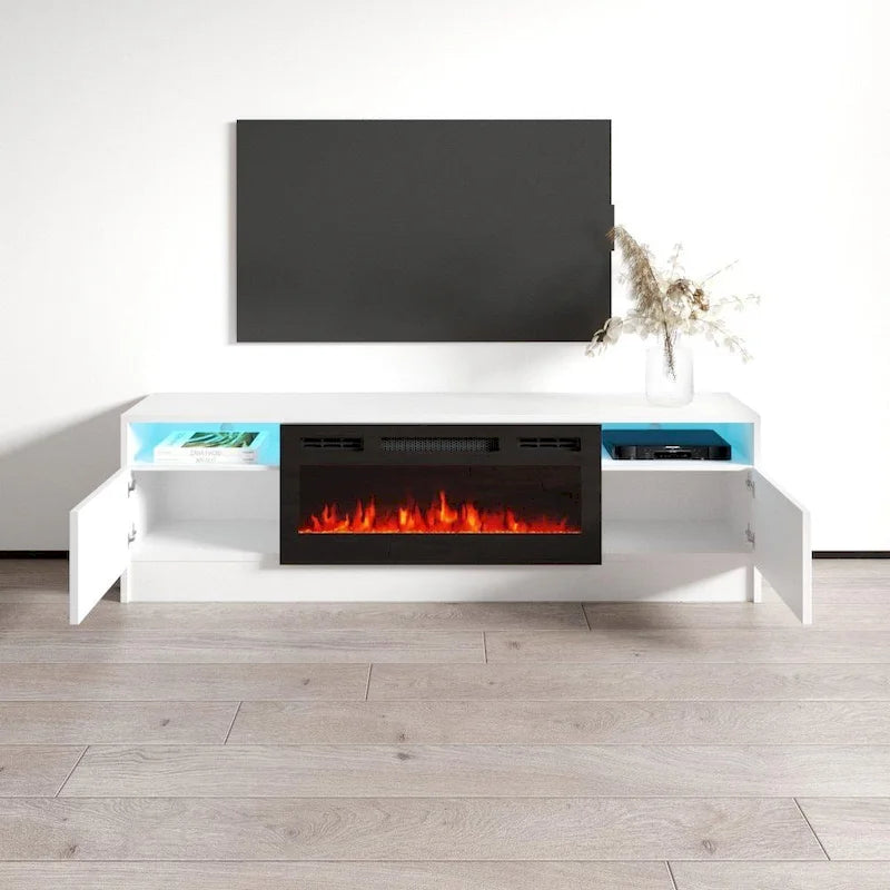 Duke 01 BL-EF Electric Fireplace 63  TV Stand