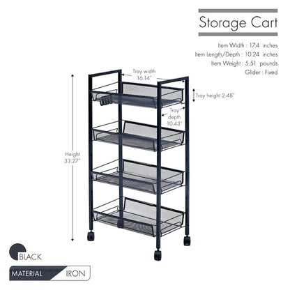 Porthos Home Cason 4-tier Organization And Storage Utility Cart