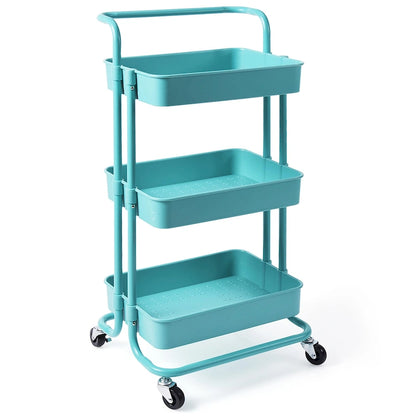 3-Tier Utility Cart Storage Rolling Cart with Casters