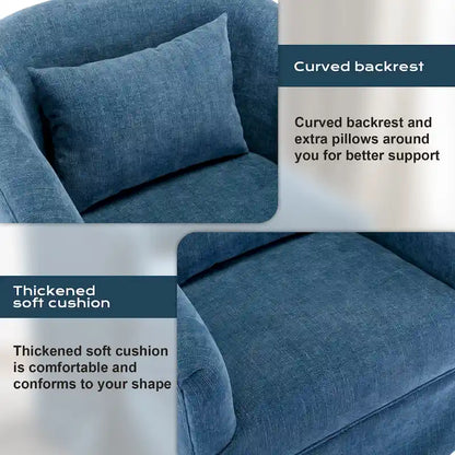 Ouyessir Upholstered Swivel Barrel Chair 360 Degree Accent Chair Fabric Armchair