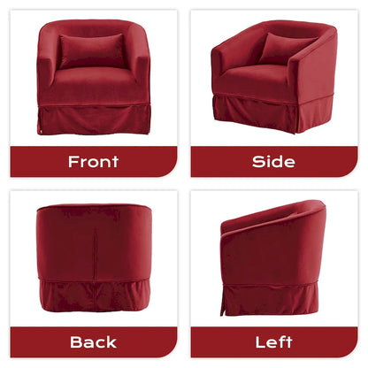 Ouyessir Upholstered Swivel Barrel Chair 360 Degree Accent Chair Fabric Armchair