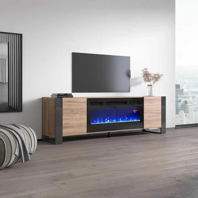 Woody BL-EF Electric Fireplace 77  TV Stand
