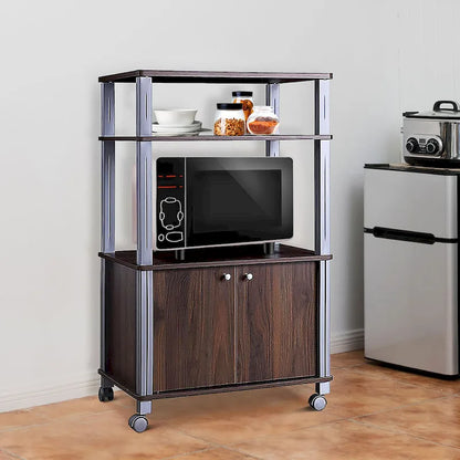 Rolling Kitchen Baker Rack Microwave Oven Stand Utility Shelf w Wheels