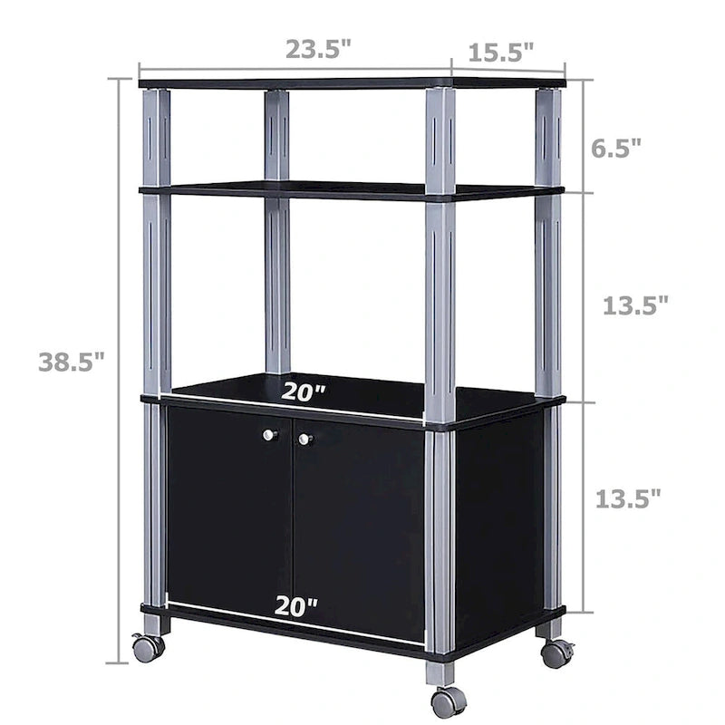 Rolling Kitchen Baker Rack Microwave Oven Stand Utility Shelf w Wheels