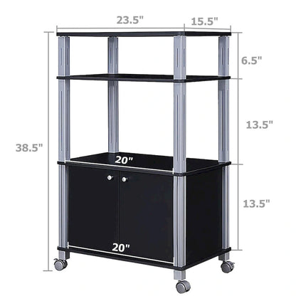 Rolling Kitchen Baker Rack Microwave Oven Stand Utility Shelf w Wheels